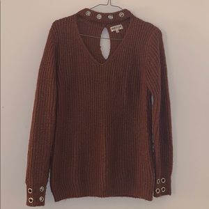 Deep Sugar | V-Neck Chocker Cozy Sweater